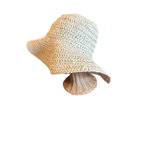 COS Natural Straw Wide Brim Sun Hat Women’s Size M/L - Picture 3 of 11